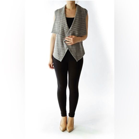G.I.L.I smoked gray leather twisted sleeveless vest sz 16 - Picture 1 of 12